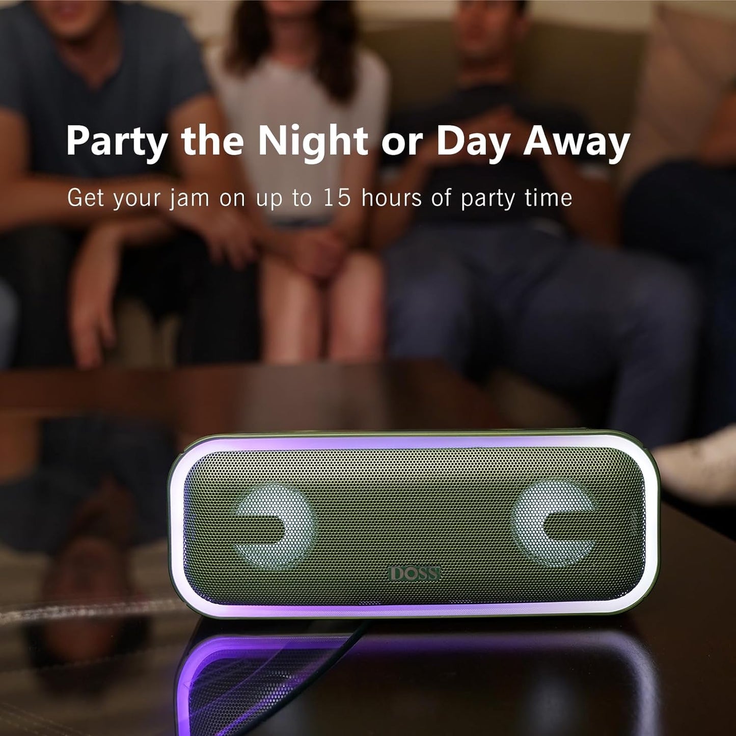 Bluetooth Speaker, Soundbox Pro+ Wireless Pairing Speaker with 24W Stereo Sound, Punchy Bass, IPX6 Waterproof, 15Hrs Playtime, Multi-Colors Lights, for Home,Outdoor-Black