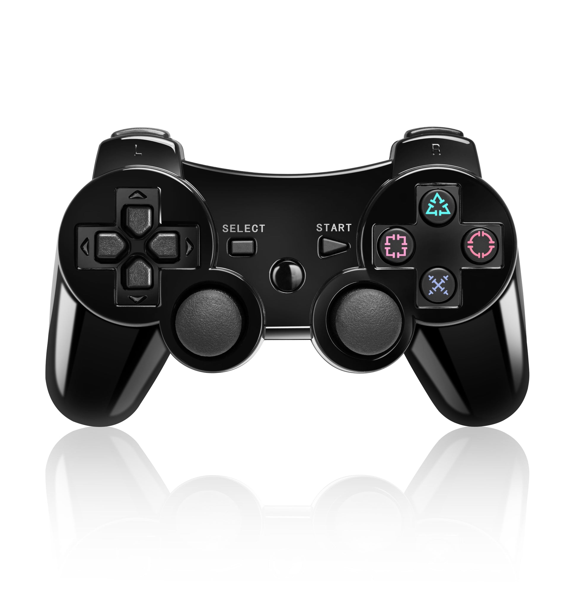 Wireless Controller for PS3, Wireless Controller Double Shock Gaming Controller 6-Axis Bluetooth Gamepad Joystick with Charging Cable for PS3 Controller, Black