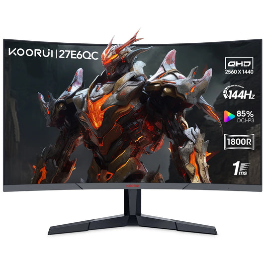 27 Inch 2K QHD 144Hz 1Ms Curved Gaming Monitor,Adpitive-Sync Technology,100% Srgb Computer Monitor,Hdmi/Displayport,Black,27E6Qc