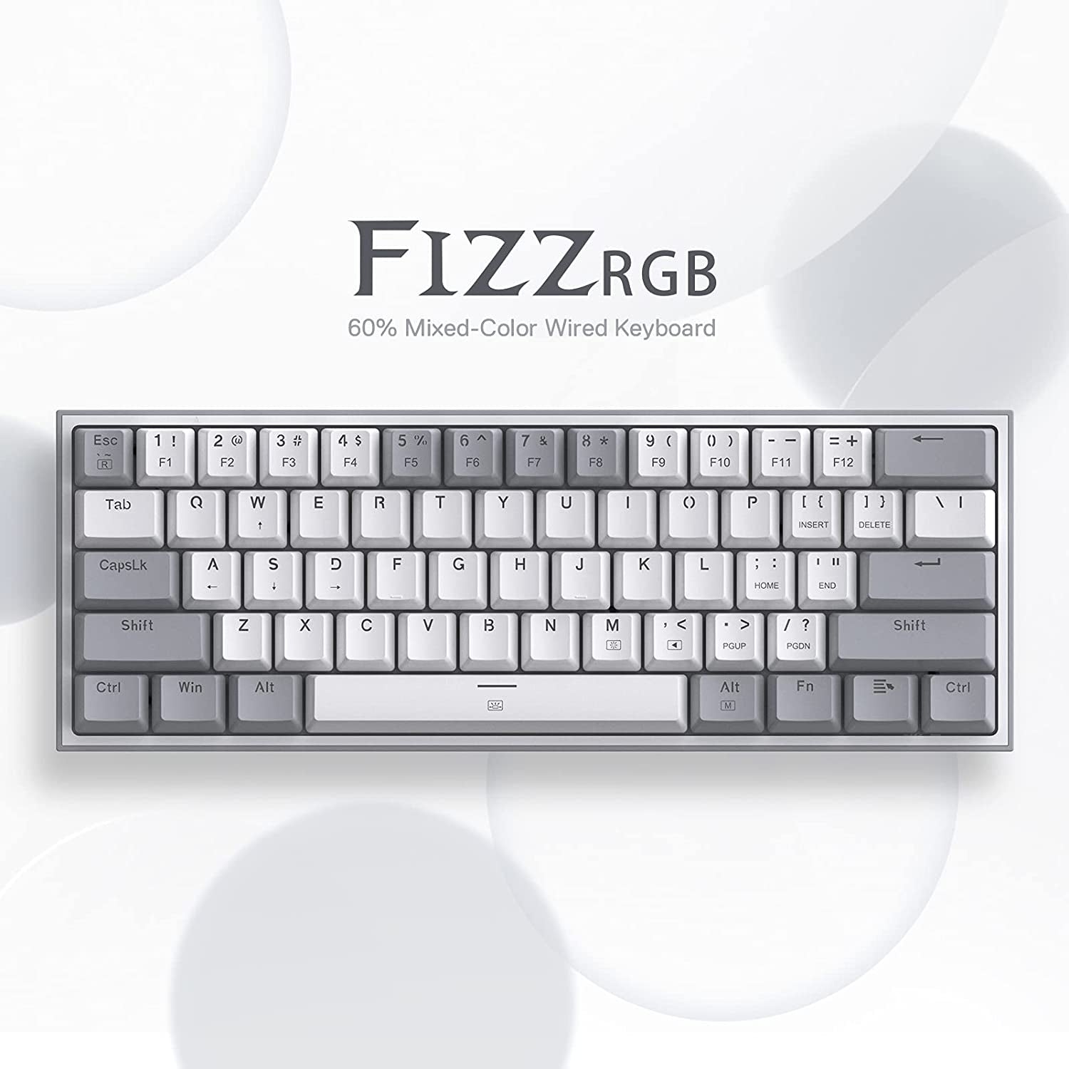 K617 Fizz 60% Wired RGB Gaming Keyboard, 61 Keys Compact Mechanical Keyboard W/White and Grey Color Keycaps, Linear Red Switch, Pro Driver/Software Supported